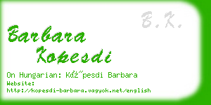 barbara kopesdi business card